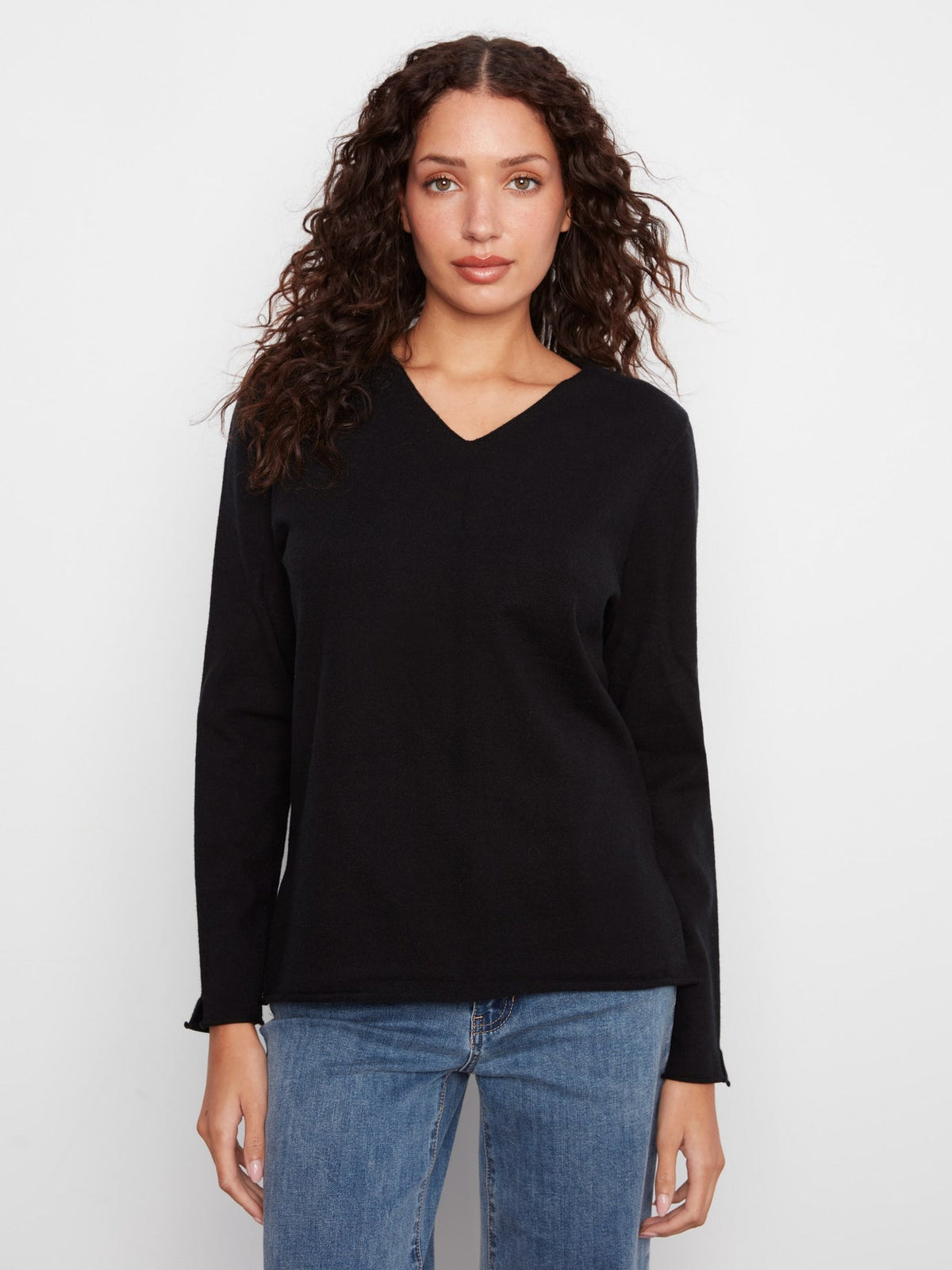 CB Rounded Hem  V Neck Sweater C2279RPR