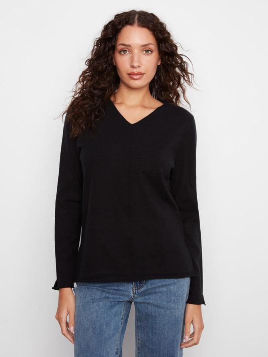 CB Rounded Hem  V Neck Sweater C2279RPR