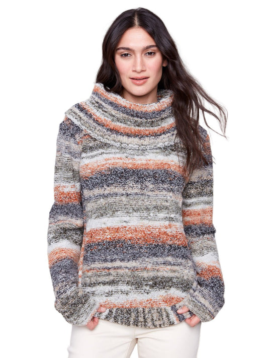 Cowl Neck Round Hem Cable Sweater C2316 - Style Coast__Style Coast