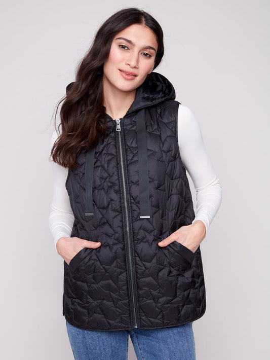 Short Stars Quilted Puffer Vest C6364