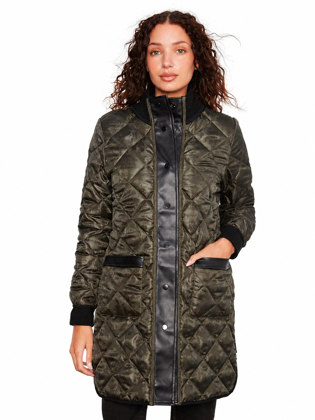 Charlie B Reversible Long Quilted Puffer Jacket C6313RPRW
