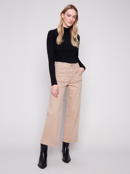Cropped Wide Leg Twill Pants  - C5660