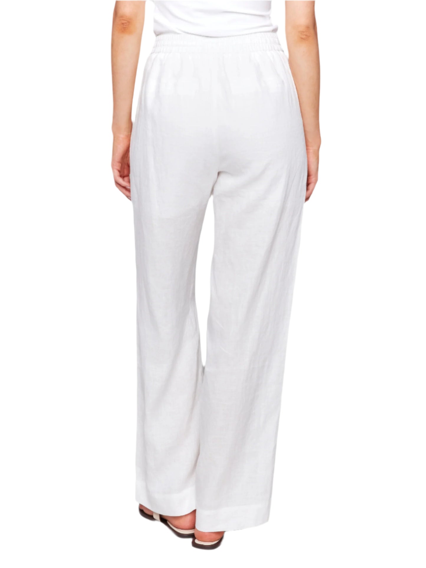 Tie Waist Pull On Linen Wide Leg Pant With Pockets C5655