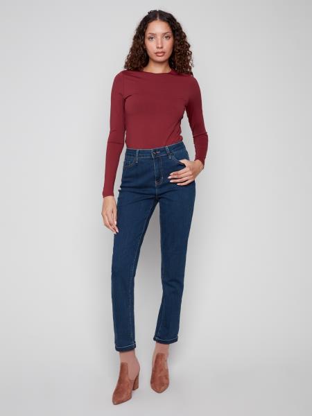 Cuffed Hem Denim Pants - C5309Y