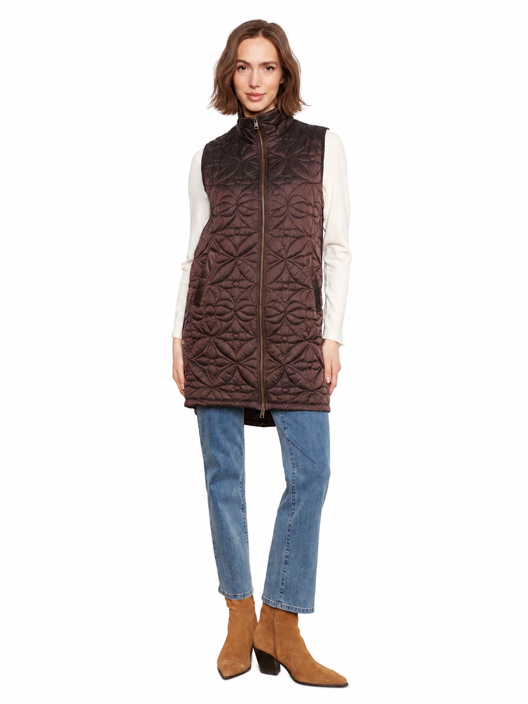 Charlie B Sleeveless Long Puffer Vest C6426W