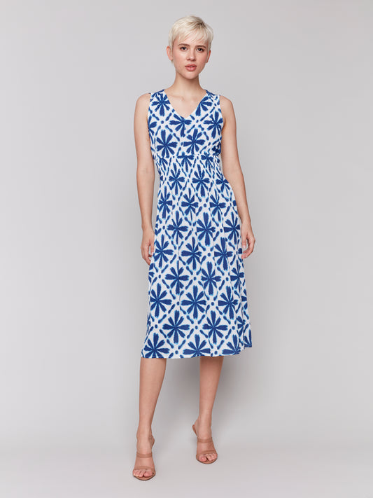 Printed Sleeveless V Neck Dress C3191P
