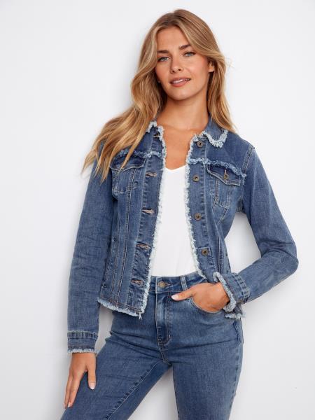 Fringe Edges Stretch Denim Jacket - C6233XX/431A - Style CoastCharlie B690178739392